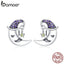 bamoer 925 Sterling Silver Love Eyes Earrings Cartoon Moon Earrings for Women Minimalist Simple Fine Elegant Weddings SCE954