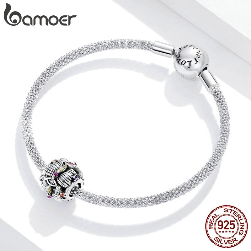 bamoer Authentic 925 Sterling Silver Baby Blooming Flowers Charm for Original Silver DIY Bracelet or Bangle jewerly Make SCC1684
