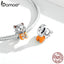 bamoer Space Bear Metal Beads Sterling Silver 925 Charm fit Original Silver Bracelet DIY Jewelry make silver beads SCC1693