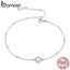 bamoer Gorgeous Opal Link Chain Bracelet for Women 925 Sterling Silver Bracelets with silver Charms Anniversary Gifts BSB054