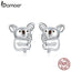 bamoer 925 Sterling Silver Jewelry Gift with Cute Koala CZ Light Stud Earrings for Women Girls Gift Statement Jewelry BSE449