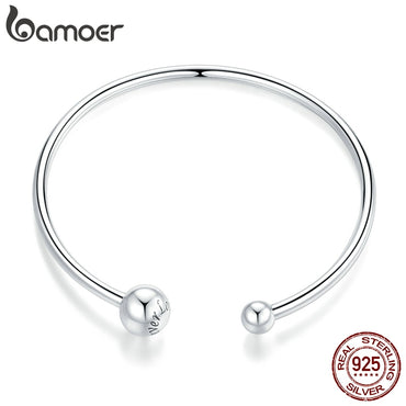 BAMOER Authentic 100% 925 Sterling Simple Stretch Bracelet Original Bracelet Bangle for Women Luxury Jewelry bracelet GXB198