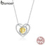 bamoer Genuine 925 Sterling Silver Geometric Heart Triple Pendant Necklace for Women Lover Couple Jewelry Gift 45cm GAN207
