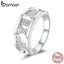 bamoer 925 Sterling Silver Gift with Bow Finger Rings for Women Roman Numeral Ring Rings Band Silver Fine Jewelry GXR687