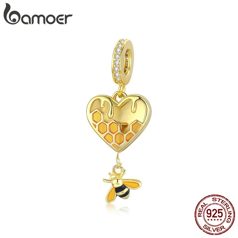 bamoer Charm fit Original Honeycomb Bracelet 925 Sterling Silver Women Jewelry DIY CZ Beads Charm jewerly DIY Making SCC1714
