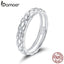 bamoer fashion 925 Sterling Silver Simple Texture Ring Finger Rings for Women wedding Band Silver Fine Jewelry xmas gift BSR155