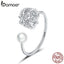 bamoer 925 Sterling Silver Ball of yarn Ears Ring Finger Rings for Women Vintage Stackable Rings Band Silver Fine Jewelry SCR690