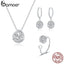 bamoer Genuine 925 Sterling Silver Ball of yarn Chain Clip Earrings and Necklace Jewelry Sets for Women 2020 christmas ZHS221