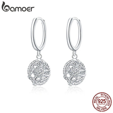 bamoer 925 Sterling Silver Ball of yarn Earrings Hypoallergenic Earrings for Women Minimalist Simple Fine Elegant Wedding SCE981