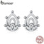 bamoer 925 Sterling Silver Lotus Bud Ear Earrings for Women Minimalist Fine Hypoallergenic  Elegant Weddings jewerly SCE989