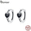 bamoer Genuine 925 Sterling Silver Hypoallergenic  Black Love Earrings for Women Animal Fashion women Jewelry Orecchini BSE456