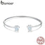 bamoer Silver S925 Chain Open Bracelet Sterling Silver Puppy Paws Bracelet Fine Jewelry make Gifts for Girl charm bangel BSB055