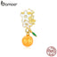 bamoer 925 Sterling Silver CZ Orange Fruit Charm Beads for Original Bracelet Silver 925 DIY Jewelry charm Accessories SCC1715