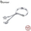 BAMOER Authentic 925 Sterling Silver Moon and Star Link Chain Adjustable Finger Rings for Women S925 2019 New Design SCR407