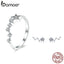 BAMOER Authentic 925 Sterling Silver Sparkling Star Clear CZ Rings Earrings for Women Jewelry Set Sterling Silver Jewelry Gift
